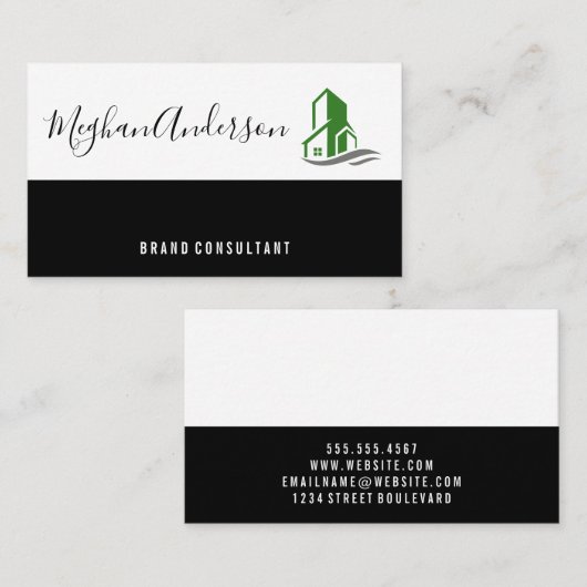 Carte De Visite Icône de construction verte (Devant / Derrière)