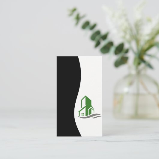 Carte De Visite Icône de construction verte (Debout devant)