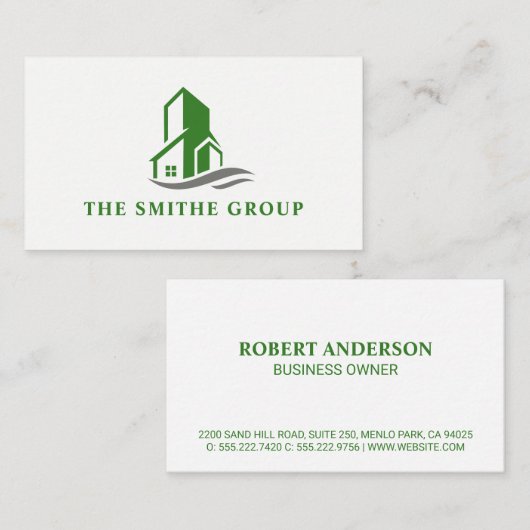 Carte De Visite Icône de construction verte (Devant / Derrière)