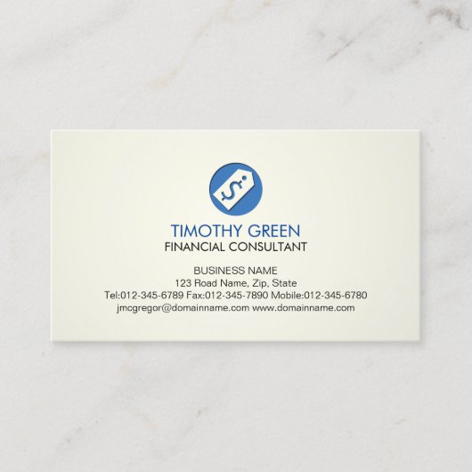 Carte De Visite Icône de l'onglet Services de consultants financie (Devant)