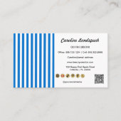 Carte De Visite Icône de médias sociaux Code QR à rayures blanches (Devant)