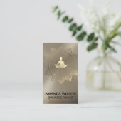 Carte De Visite Icône de méditation | Modèle de mandala métal or (Debout devant)