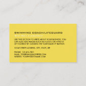 Carte De Visite Icône de natation rapide, Coach de natation & Life (Dos)