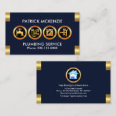 Carte De Visite Icône de plomberie d'or Logo Onglets Contractant d (Devant / Derrière)