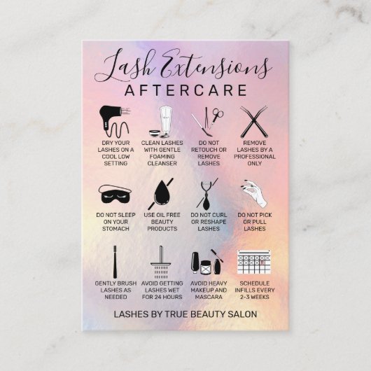 Carte De Visite Icône de post-soins Rainbow Holographic Lash Exten (Devant)