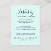 Carte De Visite Icône de post-soins simple Mint Green Lash Extensi (Dos)