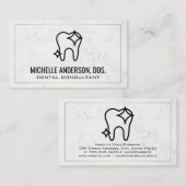 Carte De Visite Icône dent | Arrière - plan en marbre (Devant / Derrière)