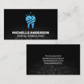 Carte De Visite Icône dent Bleu Éperche | Arrière - plan géométriq (Devant / Derrière)