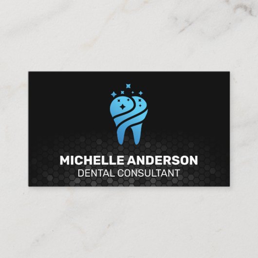 Carte De Visite Icône dent Bleu Éperche | Arrière - plan géométriq (Devant)