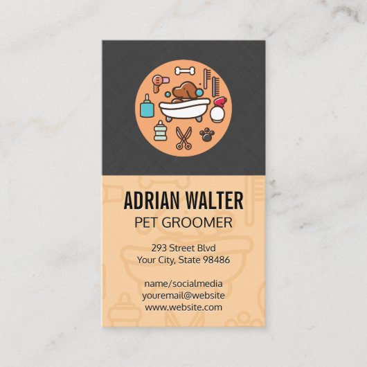 Carte De Visite Icône Dog Wash Douche (Devant)