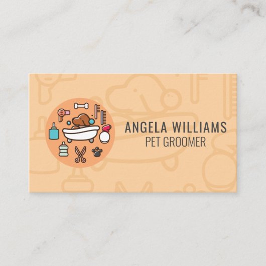Carte De Visite Icône Dog Wash Douche (Devant)