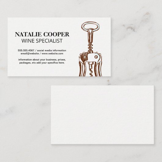 Carte De Visite Icône d'ouverture de vin (Devant / Derrière)