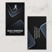Carte De Visite Icône du coureur | Arrière - plan de métal moderne (Devant / Derrière)
