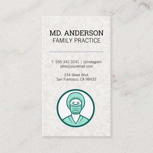 Carte De Visite Icône du travailleur de la santé MD | Icône Médica (Devant)