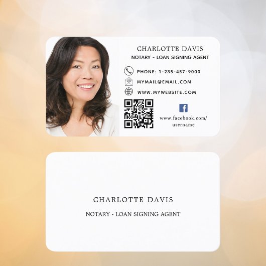 Carte De Visite Icône facebook de code QR blanc