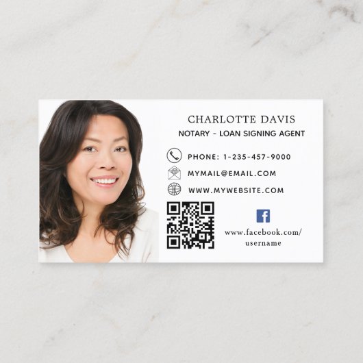 Carte De Visite Icône facebook de code QR blanc (Dos)