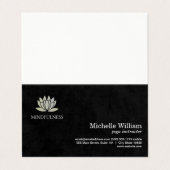 Carte De Visite Icône Fleur Lotus | Noir simple lisse (Extérieur déplié)