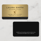 Carte De Visite Icône Gavel | Procureur | Découpe en cuir métal or (Devant / Derrière)