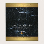 Carte De Visite Icône Gavel | Procureur | Métallique d'or | Marbre (Extérieur déplié)