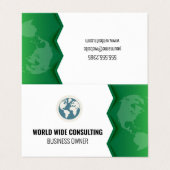 Carte De Visite Icône Globe | Terre verte (Extérieur déplié)