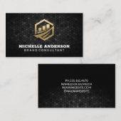 Carte De Visite Icône Gold Financial | Arrière - plan géométrique (Devant / Derrière)