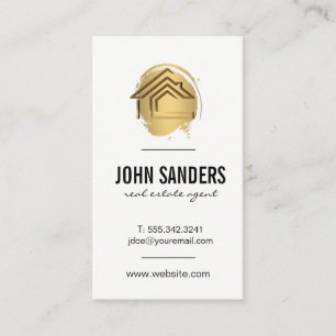 Carte De Visite Icône Gold Modern Home / Or brossé