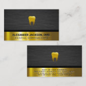 Carte De Visite Icône Gold Tooth | Arrière - plan métal foncé or (Devant / Derrière)