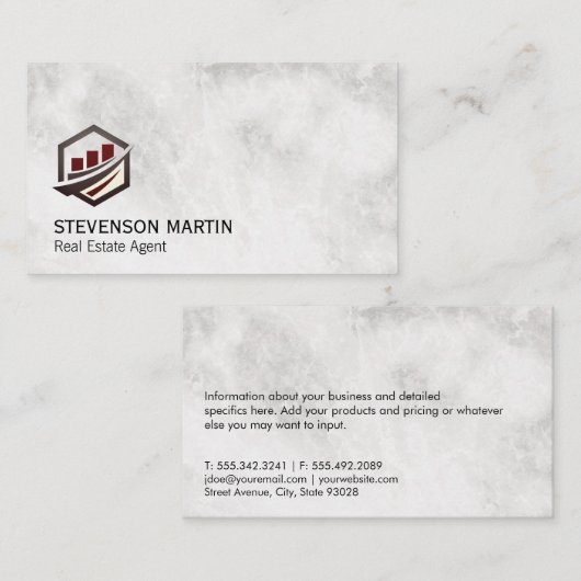 Carte De Visite Icône Graphique financier | Marbre exécutif (Devant / Derrière)