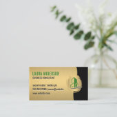 Carte De Visite Icône Green Building / Monogramme Gold (Debout devant)