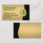 Carte De Visite Icône Green Building / Monogramme Gold (Devant / Derrière)