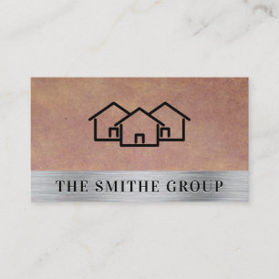 Carte De Visite Icône Homes   Texture Arrière - plan métallique