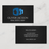 Carte De Visite Icône Homes | Texture noire | Immobilier (Devant / Derrière)