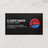 Carte De Visite Icône Immobilier | Black Leather Executive (Dos)