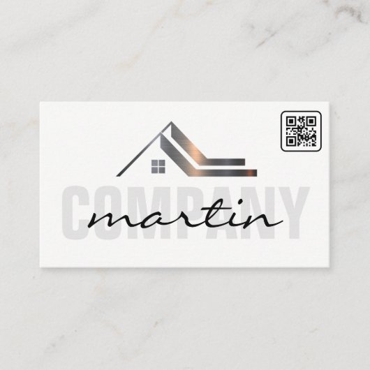 Carte De Visite Icône Immobilier | Code QR (Devant)