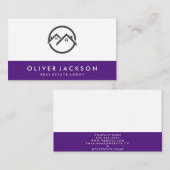 Carte De Visite Icône Immobilier | Découpe pourpre (Devant / Derrière)
