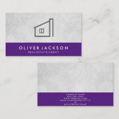 Carte De Visite Icône Immobilier | Découpe pourpre (Devant / Derrière)