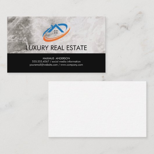 Carte De Visite Icône Immobilier | Marbre (Devant / Derrière)