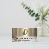 Carte De Visite Icône Immobilier | Marbre or | Métallique (Debout devant)