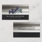 Carte De Visite Icône Immobilier | Métal en cuir (Devant / Derrière)