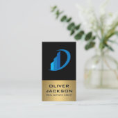 Carte De Visite Icône Immobilier | Or métallique (Debout devant)