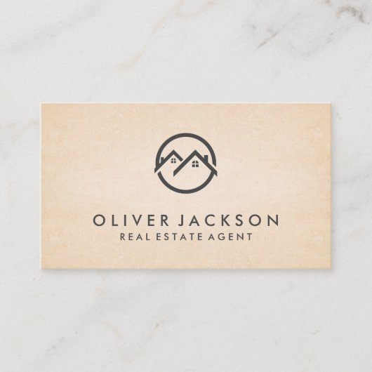 Carte De Visite Icône Immobilier | Texture papier (Devant)