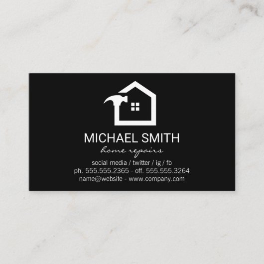 Carte De Visite Icône Logo de réparation à domicile | Arrière - pl (Devant)