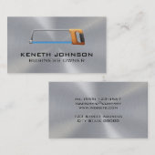 Carte De Visite Icône Main Saw | Arrière - plan métallique (Devant / Derrière)