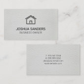 Carte De Visite Icône Maison | Cuir blanc (Devant / Derrière)
