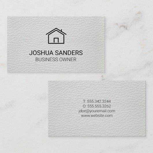 Carte De Visite Icône Maison | Cuir blanc (Devant / Derrière)