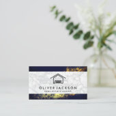 Carte De Visite Icône Maison | Marbre | Poussière d'or (Debout devant)