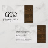 Carte De Visite Icône Maisons | Marbre | Découpe de grains de bois (Devant / Derrière)
