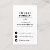 Carte De Visite Icône Médias sociaux minimaux et simples verticaux (Dos)