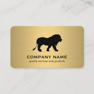 Carte De Visite Icône minimaliste Faux Gold Metallic / Lion