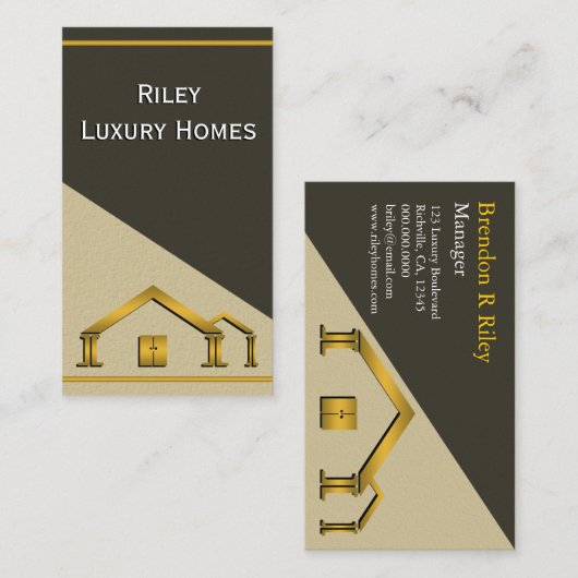 Carte De Visite Icône or Vertical Home Construction et constructio (Devant / Derrière)